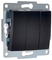 Выключатель без рамки Lezard Karina 3-кл. черный бархат картинка